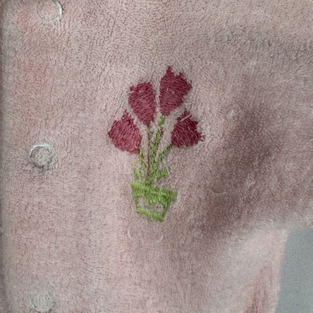 VTG Carter's‎ Baby Girl Footed Terry Cloth Sleeper Pink Collar Sz Small 3 Months